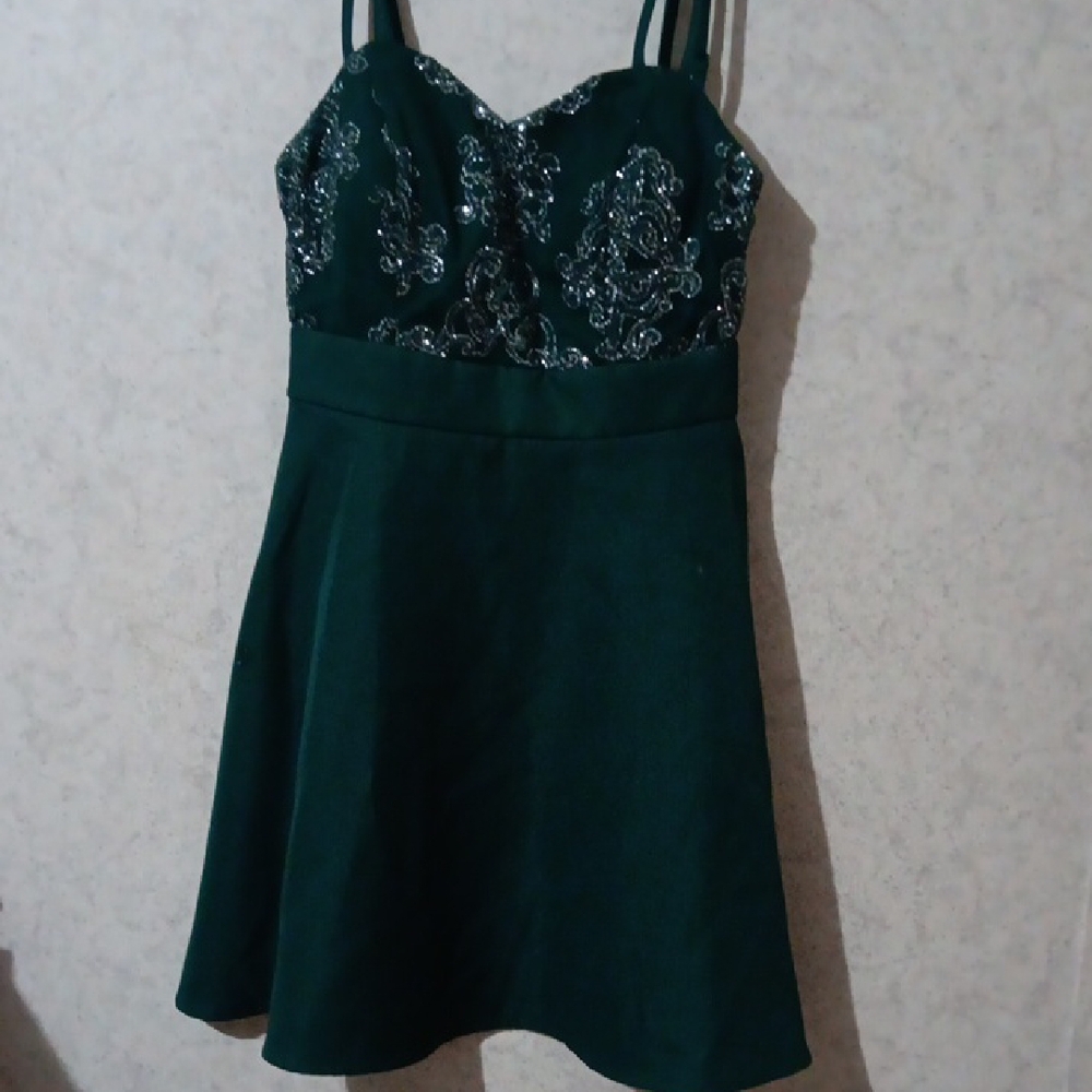 Xtraordinary Green Sequin Embellished Mini Dress